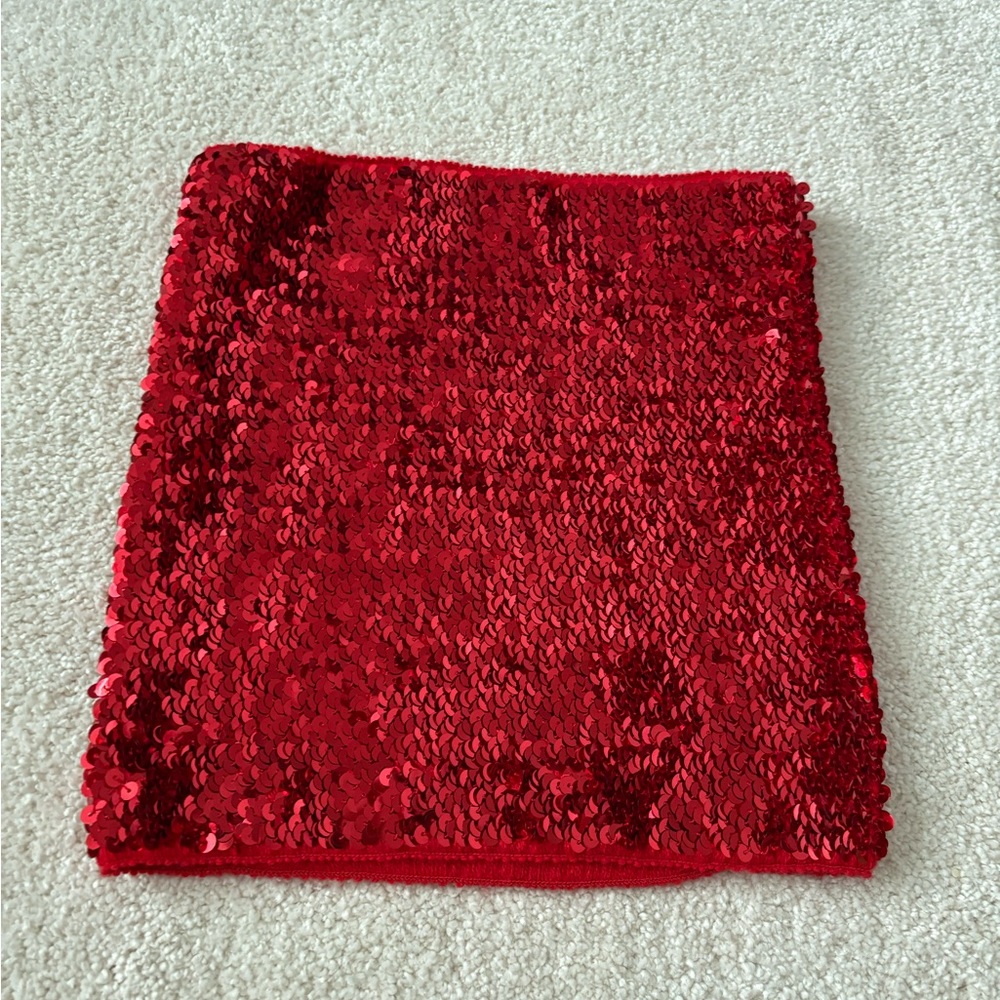 SHEIN Red Sequin Crop Top